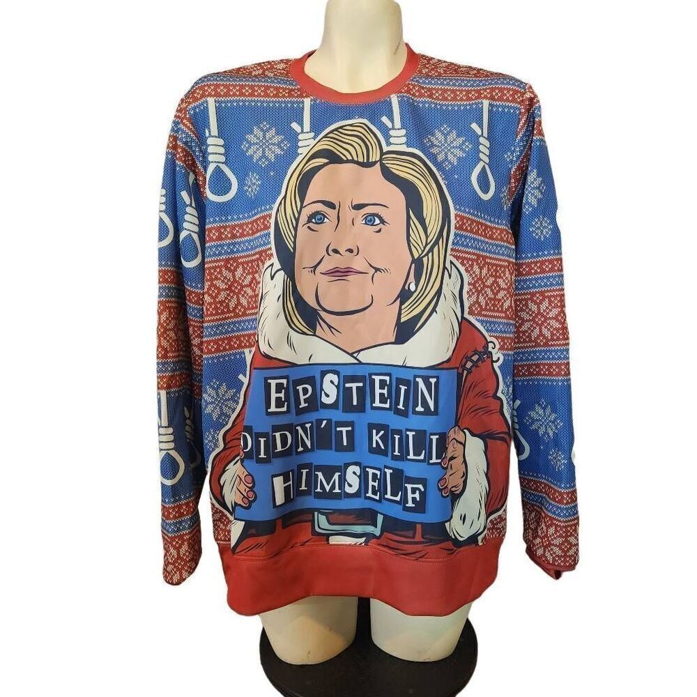 Epstein Didn't Kill Himself Funny Christmas‎ Sweatshirt Size Medium